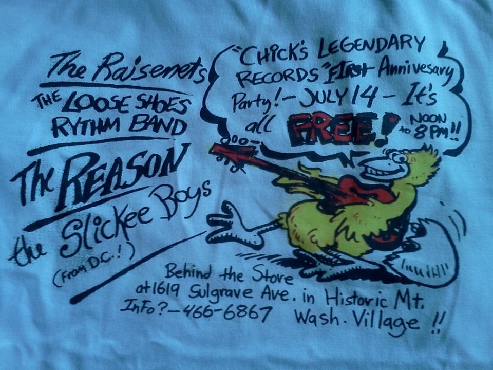 T-shirt commemorating Chick's Legendary Records' First Anniversary Party: July 14, 1978